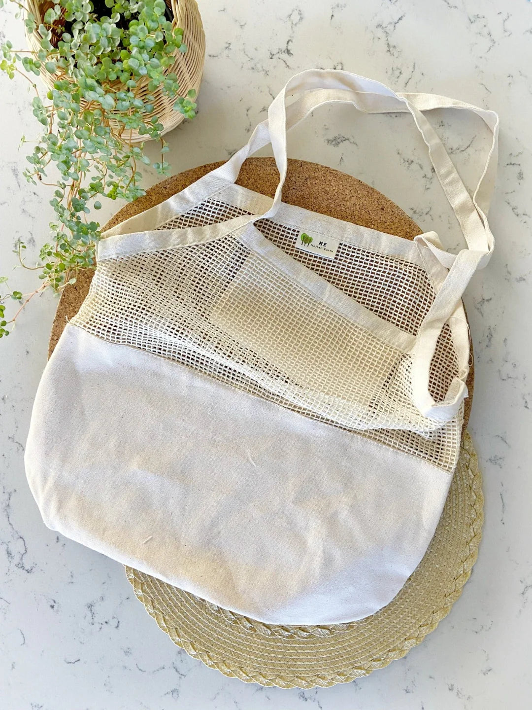 ME Mother Earth Organic Half Mesh Market Tote with Phone Pocket