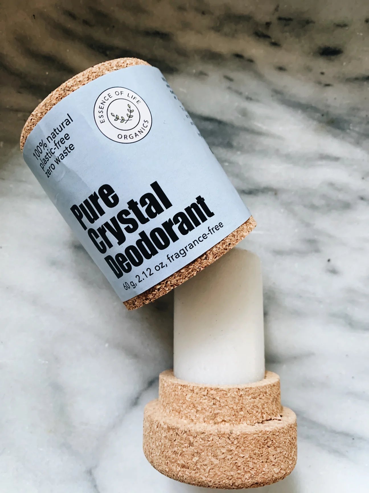 Essence of Life - Crystal Deodorant Stick, in zero waste cork packaging