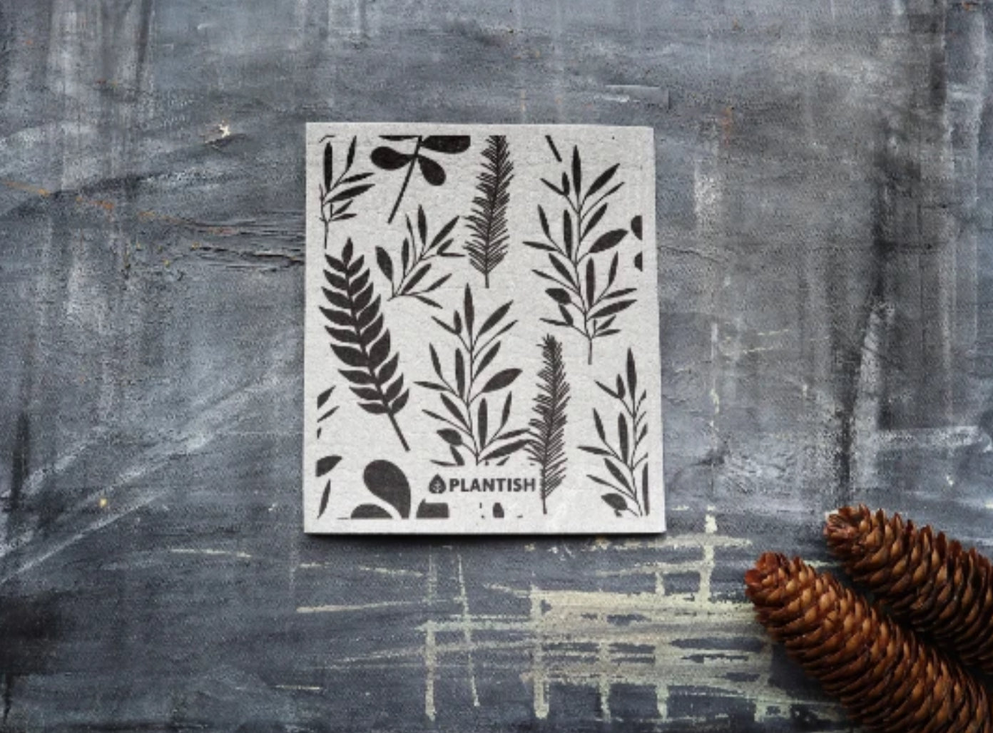 Plantish - Swedish Sponge Cloth- ALL Grey with plants