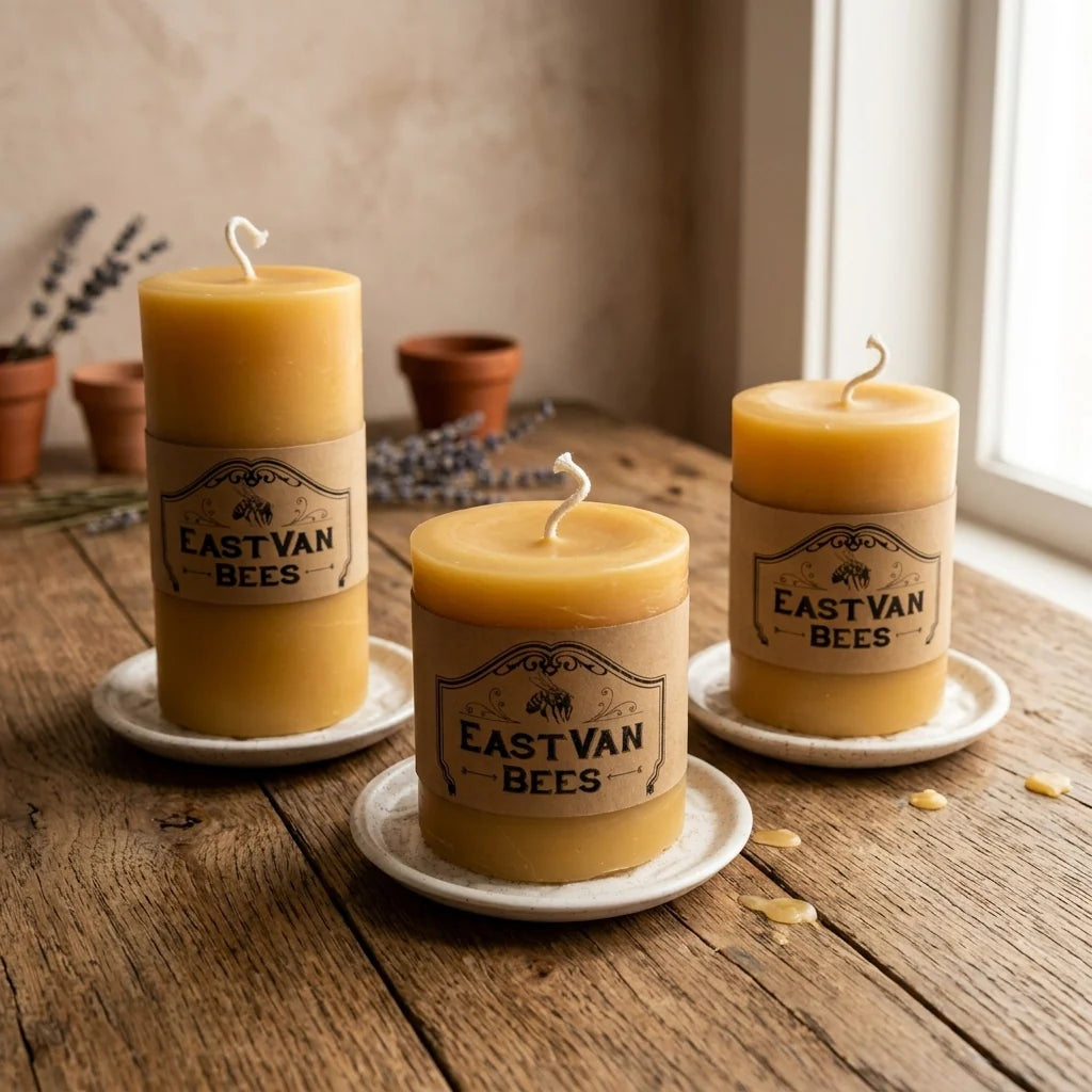 East Van Bees - Beeswax Pillar Candle