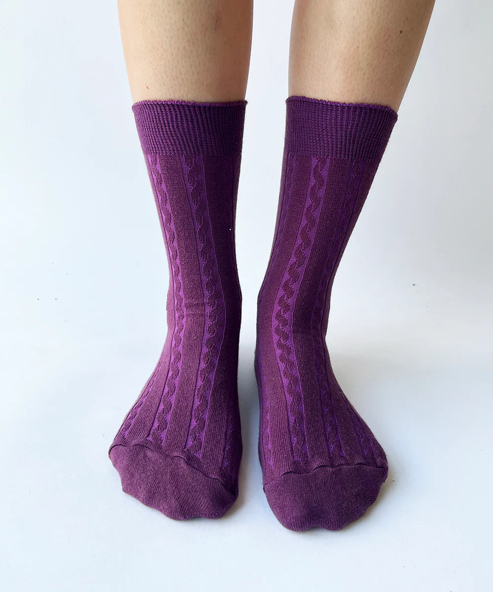 OKAYOK- Cable Knit Dress Socks