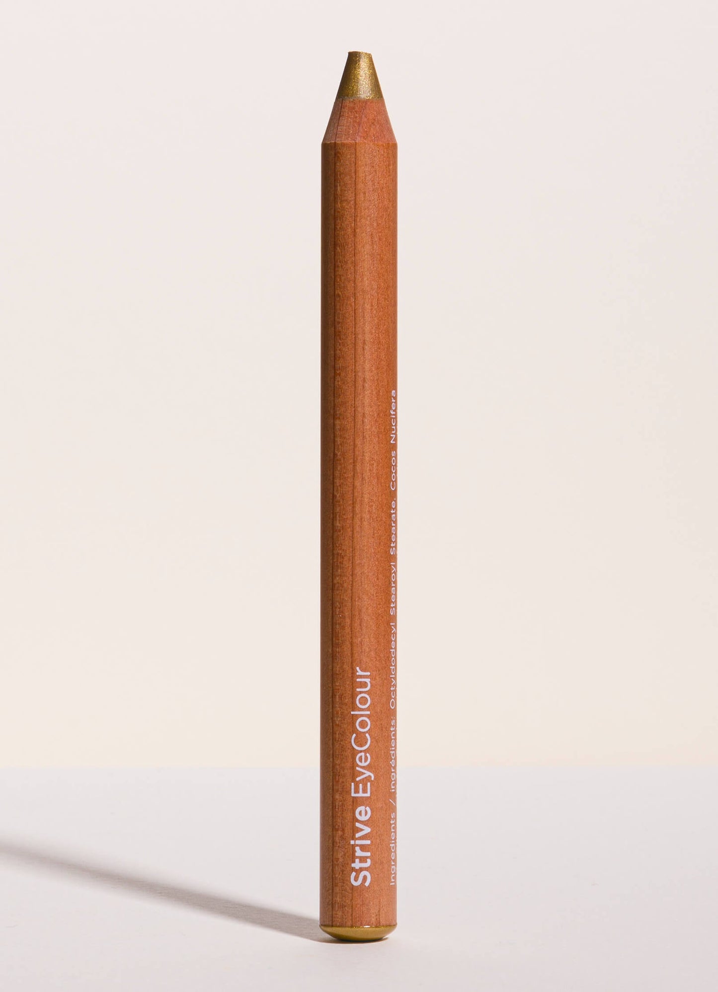 vegan and cruelty free cream eyeshadow, eyeshadow pencil, metallic, highlighter #shade_Strive_|_True_Gold