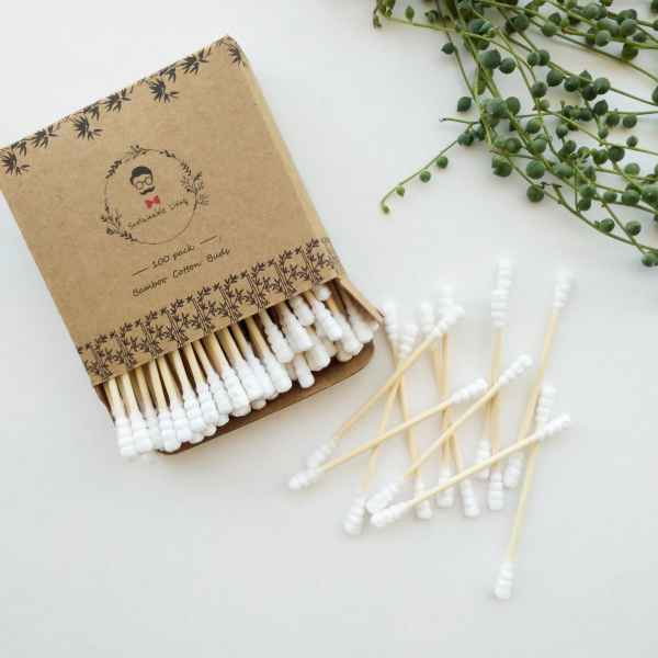 Sustainable living - Organic Bamboo Cotton Buds - Biodegradable - 100 Pack